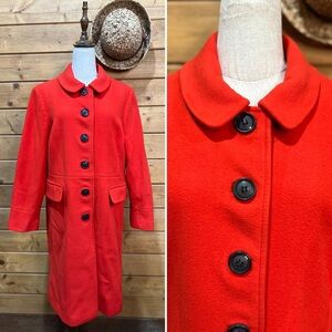 Elevated Boden Red Wool Cashmere Jacket Coat Fully Lined Single Breast Size 14R